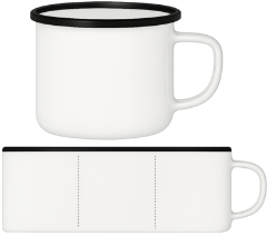 Emailletasse bedrucken mit farbigem Rand